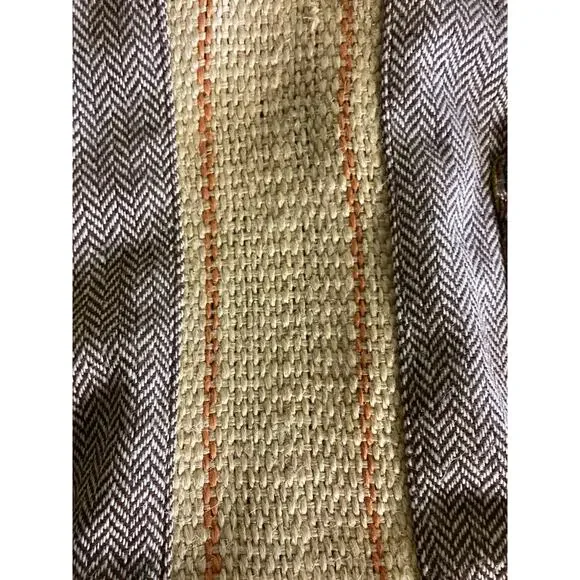 Catherine Parra Women Herringbone Boho Tote Leather Strap EUC